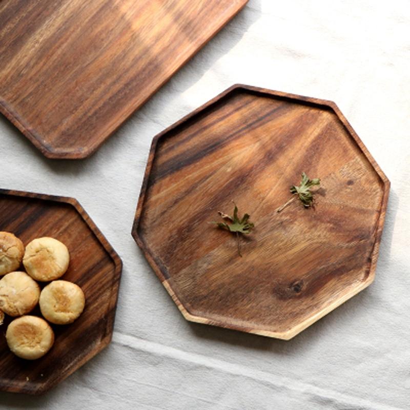 Acaevo Elegant Geometry Wood Plate for Modern Dining Charm - All Around Casa