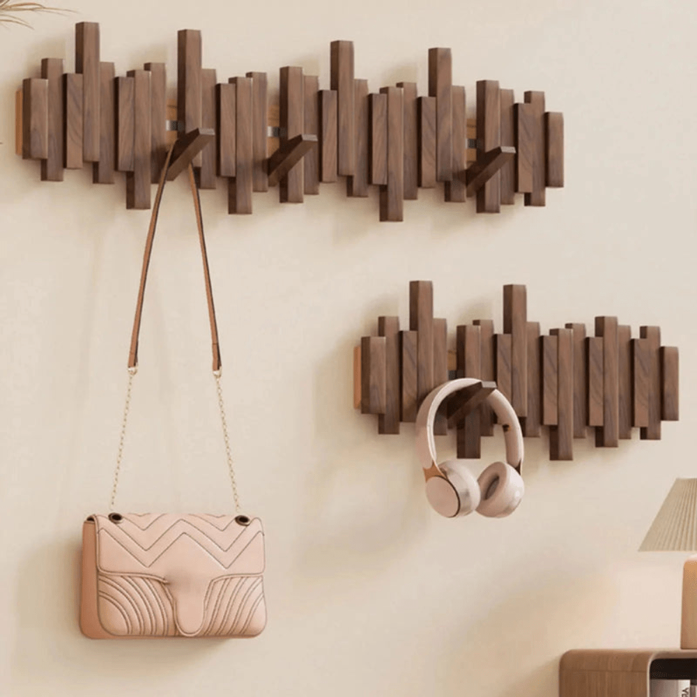 AeroForm Luxe Wall Coat Rack – Sleek Wooden Storage with Modern Flip Hooks for Refined Entryways - All Around Casa