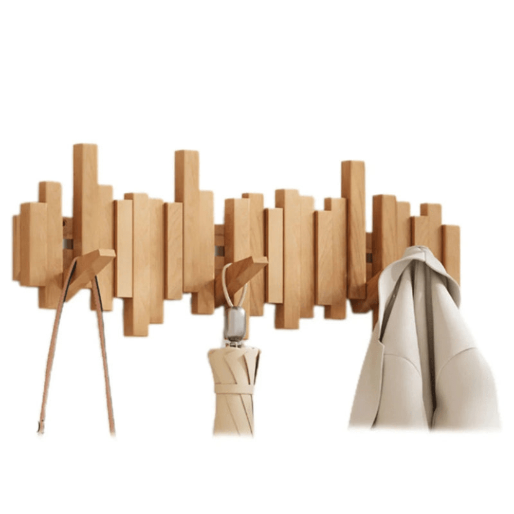 AeroForm Luxe Wall Coat Rack – Sleek Wooden Storage with Modern Flip Hooks for Refined Entryways - All Around Casa