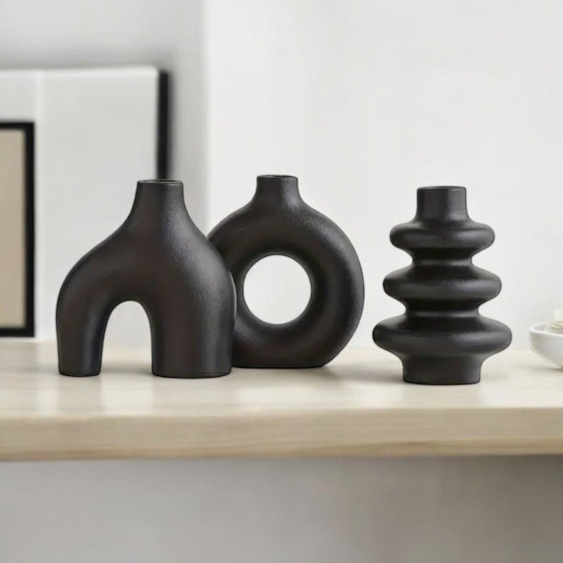 All Around Casa Boho Ceramic Vase Trio – Minimalist Decor for Serene & Stylish Interiors - All Around Casa