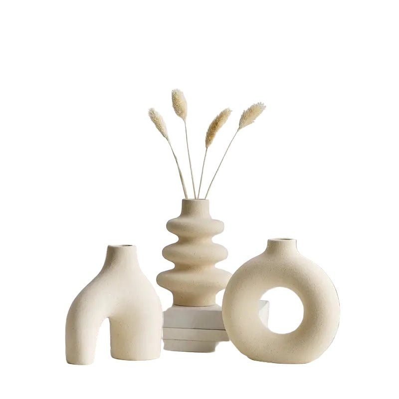 All Around Casa Boho Ceramic Vase Trio – Minimalist Decor for Serene & Stylish Interiors - All Around Casa