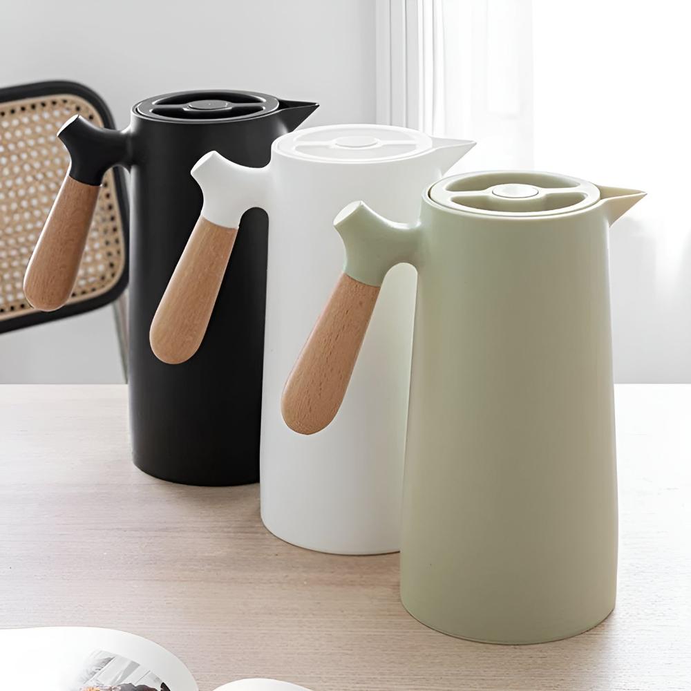 ArcticHaven Elegant Thermal Carafe with Wooden Handle for Sophisticated Serving - All Around Casa