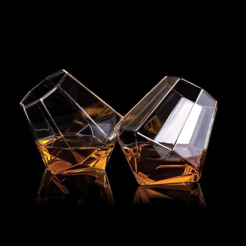 Aureum Tilted Crystal Whiskey Glass – Elegant Swirl Design for Refined Tasting - All Around Casa
