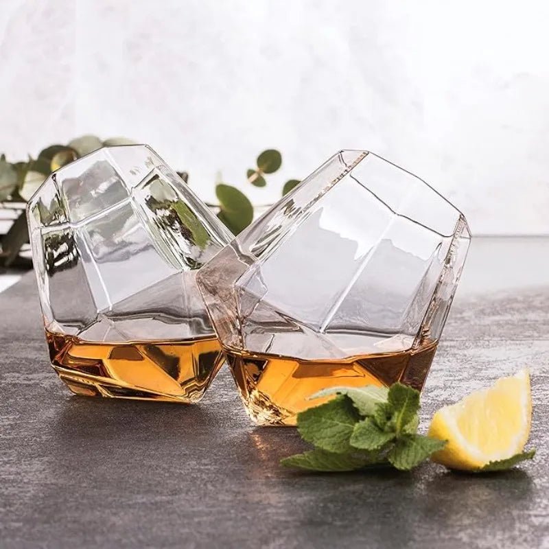 Aureum Tilted Crystal Whiskey Glass – Elegant Swirl Design for Refined Tasting - All Around Casa