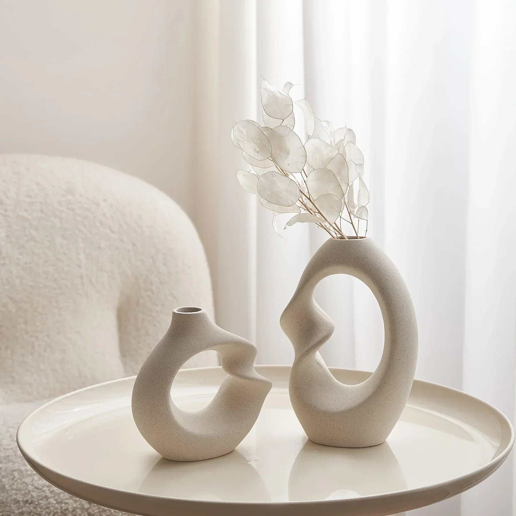 Aurevia – Elegant Ceramic Vase Duo with Modern Sculptural Charm - All Around Casa
