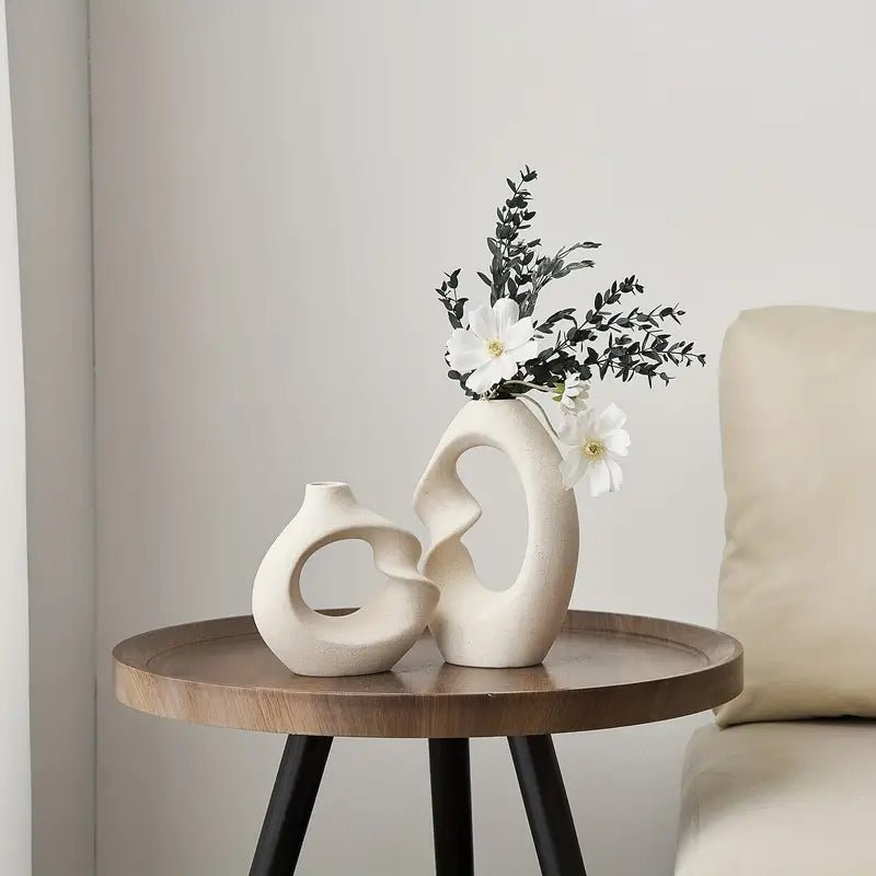 Aurevia – Elegant Ceramic Vase Duo with Modern Sculptural Charm - All Around Casa