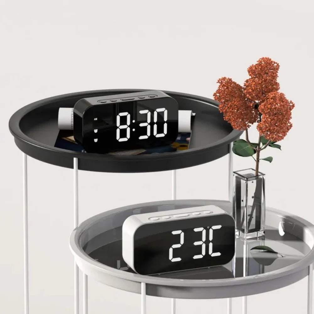 Aurevo – Sleek LED Alarm Clock with Voice Control & Ambient Temperature Display for Modern Living - All Around Casa
