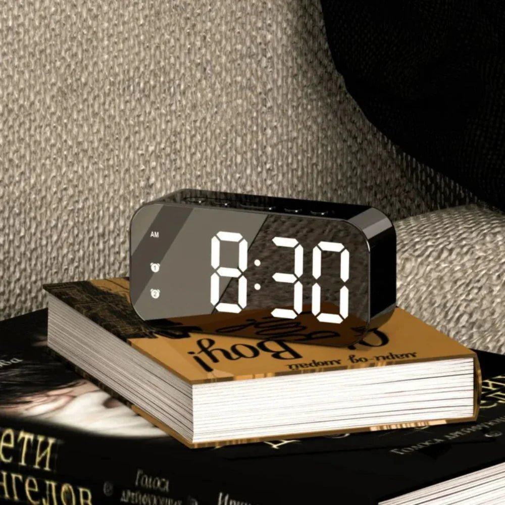 Aurevo – Sleek LED Alarm Clock with Voice Control & Ambient Temperature Display for Modern Living - All Around Casa