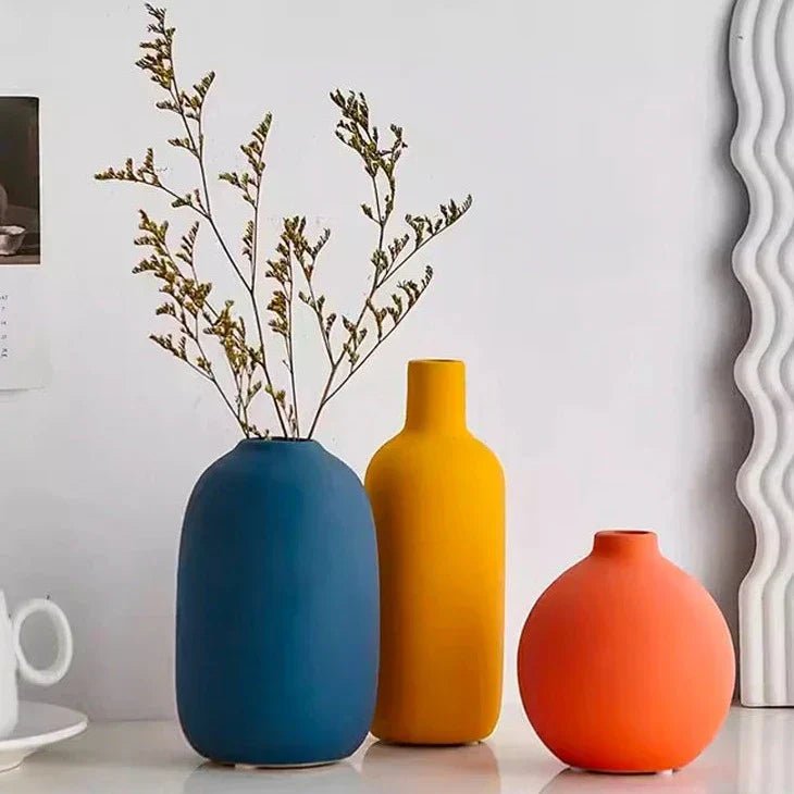 Auric Plume Ceramic Vase – Elegant Scandinavian Accent for Modern Interiors - All Around Casa