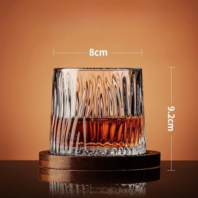 Aurora Luxe Crystal Whiskey Glass Set with Elegant Wooden Base - All Around Casa
