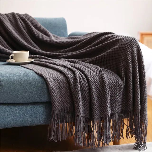 Aurora Weave Luxe Knitted Blanket for a Warm, Sophisticated Home - All Around Casa