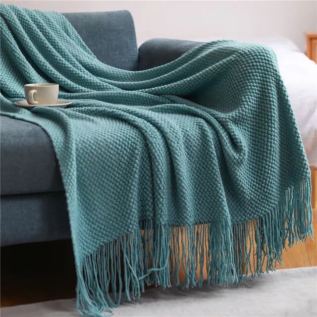 Aurora Weave Luxe Knitted Blanket for a Warm, Sophisticated Home - All Around Casa