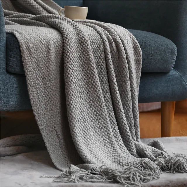 Aurora Weave Luxe Knitted Blanket for a Warm, Sophisticated Home - All Around Casa