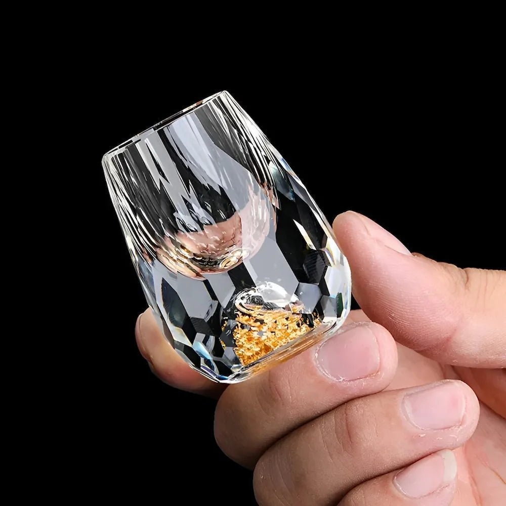AuroraLuxe Crystal Glasses – Elegant Handcrafted Design with Golden Accents - All Around Casa
