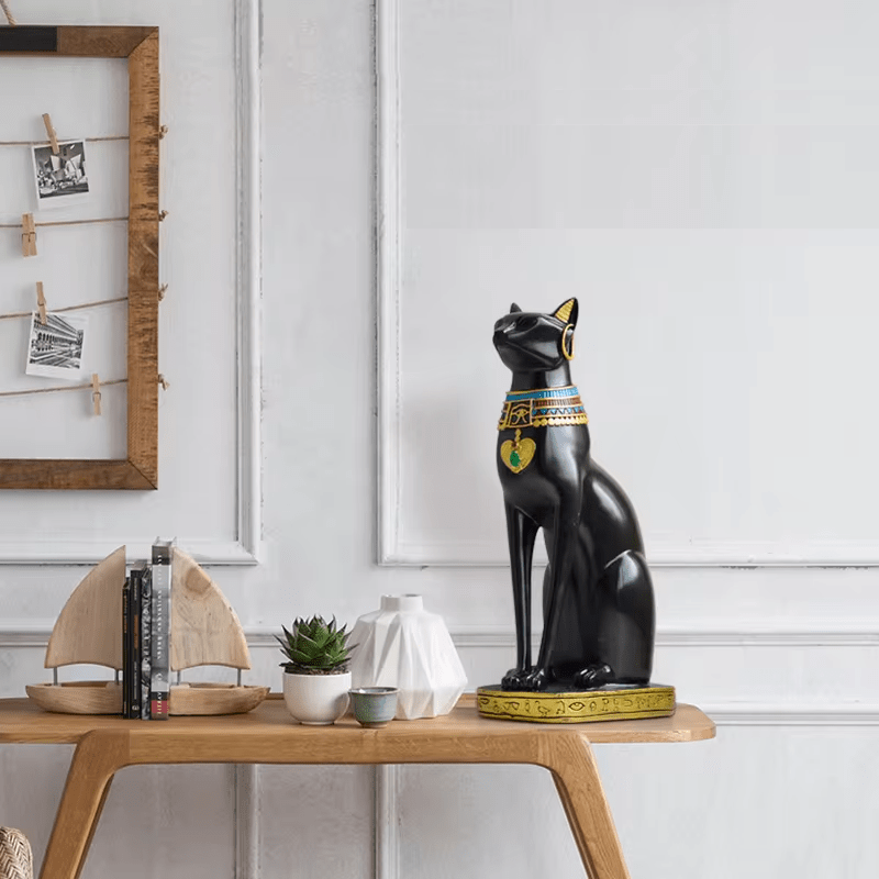 Aurum Bastet Elegant Cat Figurine with Ancient Egyptian Charm - All Around Casa