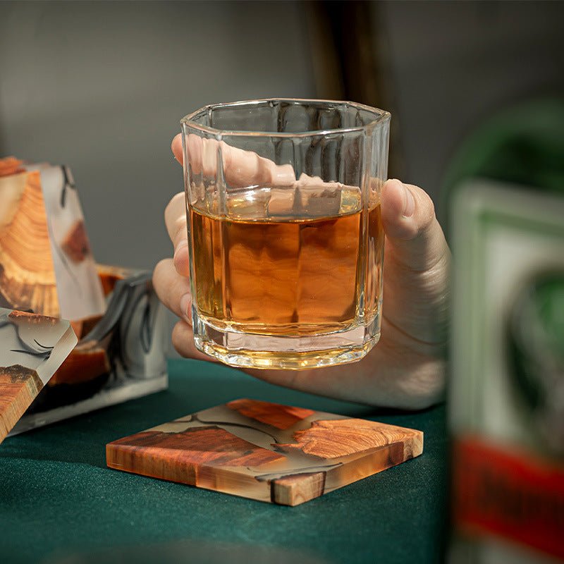 Avery Resin Coaster Set with Pine Storage Box – Elegant Protection for Modern Tables - All Around Casa