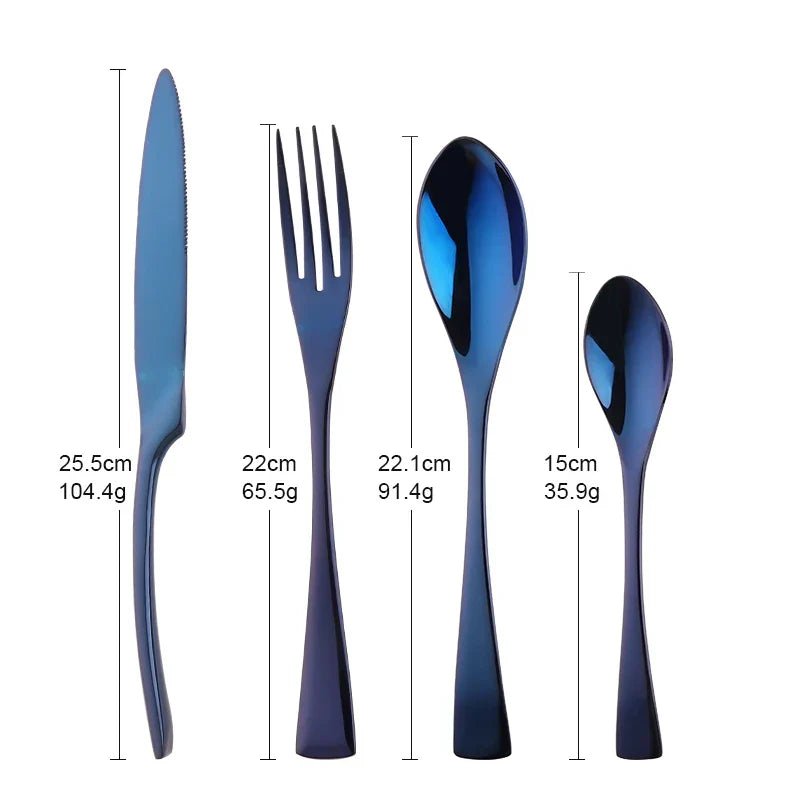 AzureWave Elegant Flatware Set – Stainless Steel Dining Cutlery with Ocean - Inspired Accents for Sophisticated Tables - All Around Casa