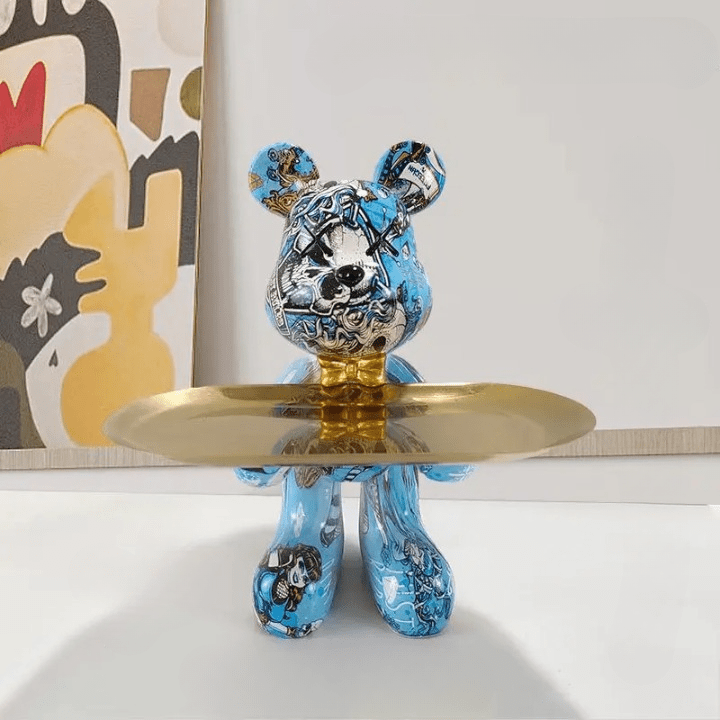 Bearé Luxe – Handcrafted Teddy Sculpture with Elegant Storage Dish for Modern Interiors - All Around Casa