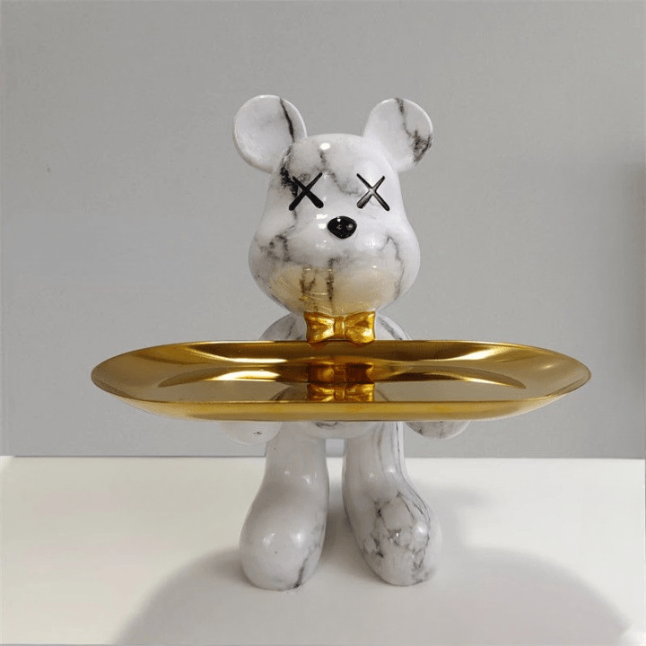 Bearé Luxe – Handcrafted Teddy Sculpture with Elegant Storage Dish for Modern Interiors - All Around Casa