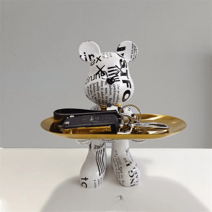 Bearé Luxe – Handcrafted Teddy Sculpture with Elegant Storage Dish for Modern Interiors - All Around Casa