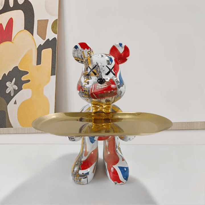 Bearé Luxe – Handcrafted Teddy Sculpture with Elegant Storage Dish for Modern Interiors - All Around Casa