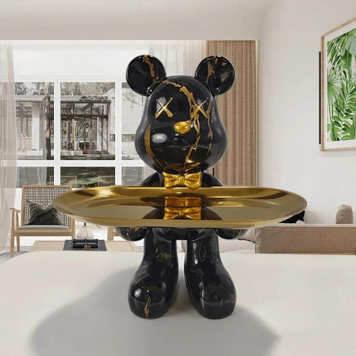 Bearé Luxe – Handcrafted Teddy Sculpture with Elegant Storage Dish for Modern Interiors - All Around Casa