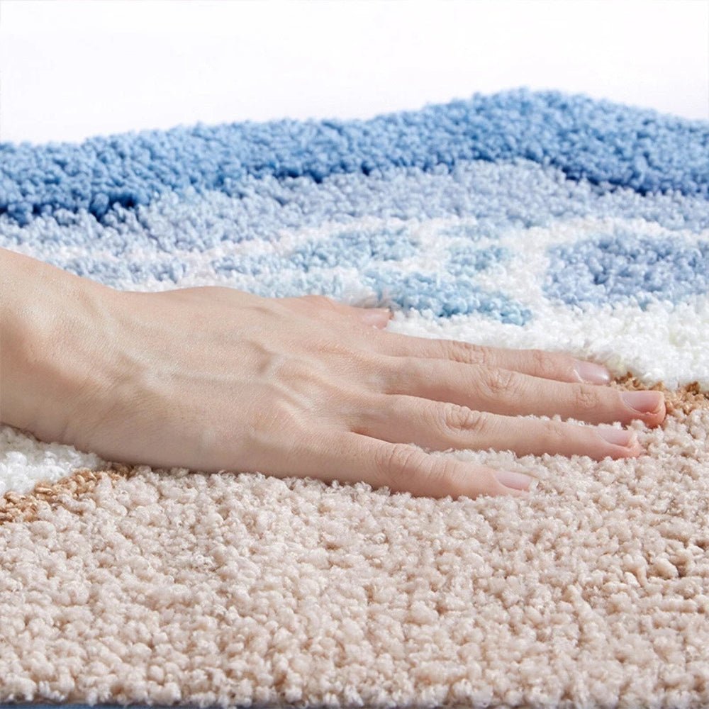 CoastLoom Plush Bath Mat – Soft Absorbent Comfort with Ocean - Inspired Charm - All Around Casa