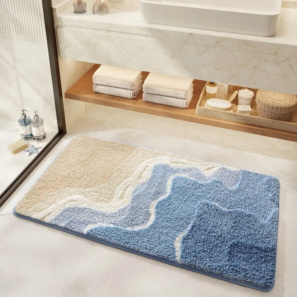 CoastLoom Plush Bath Mat – Soft Absorbent Comfort with Ocean - Inspired Charm - All Around Casa