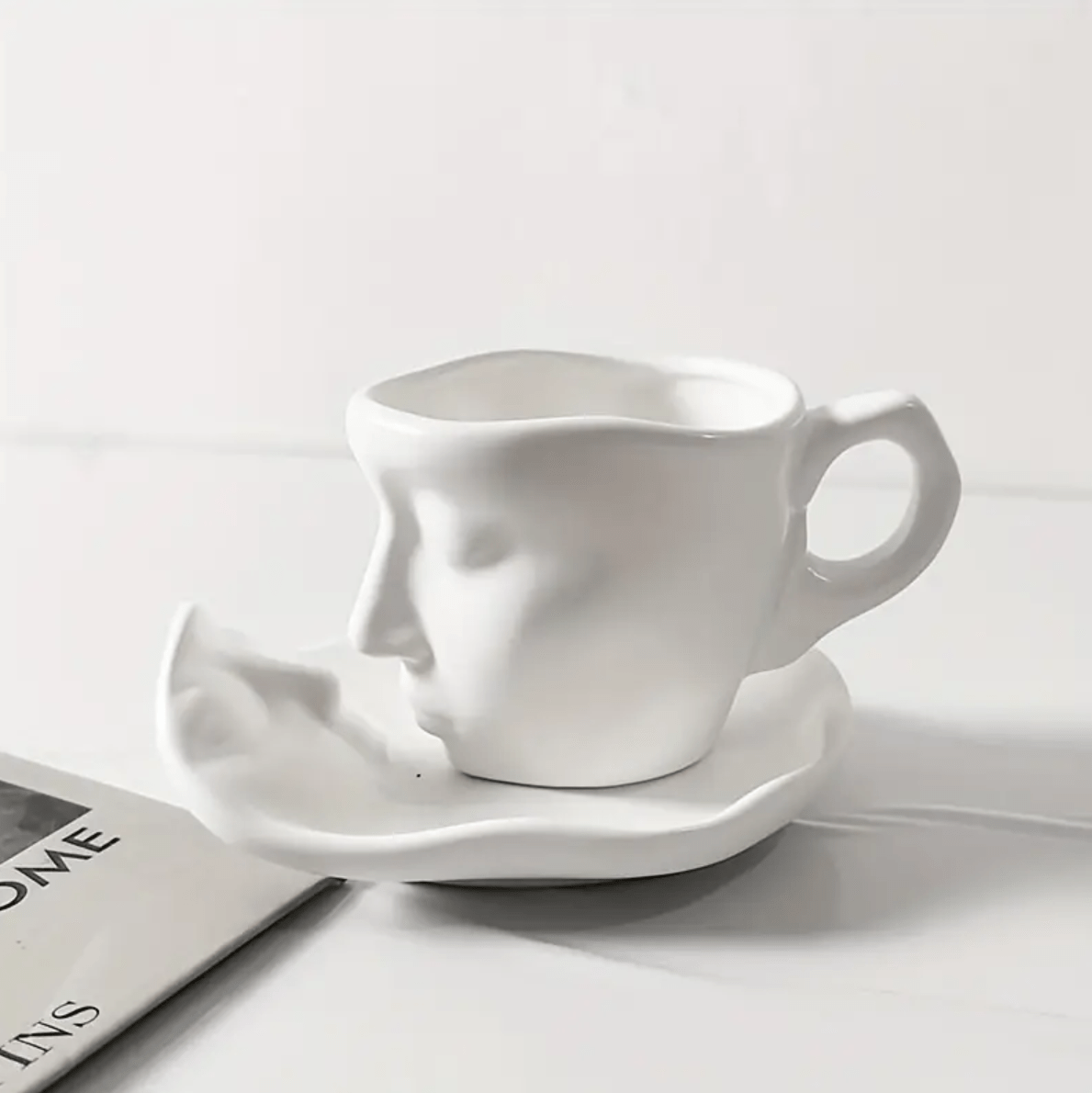 EternalLove Ceramic Kissing Cup & Saucer Set – Romantic Coffee Moments for Two - All Around Casa