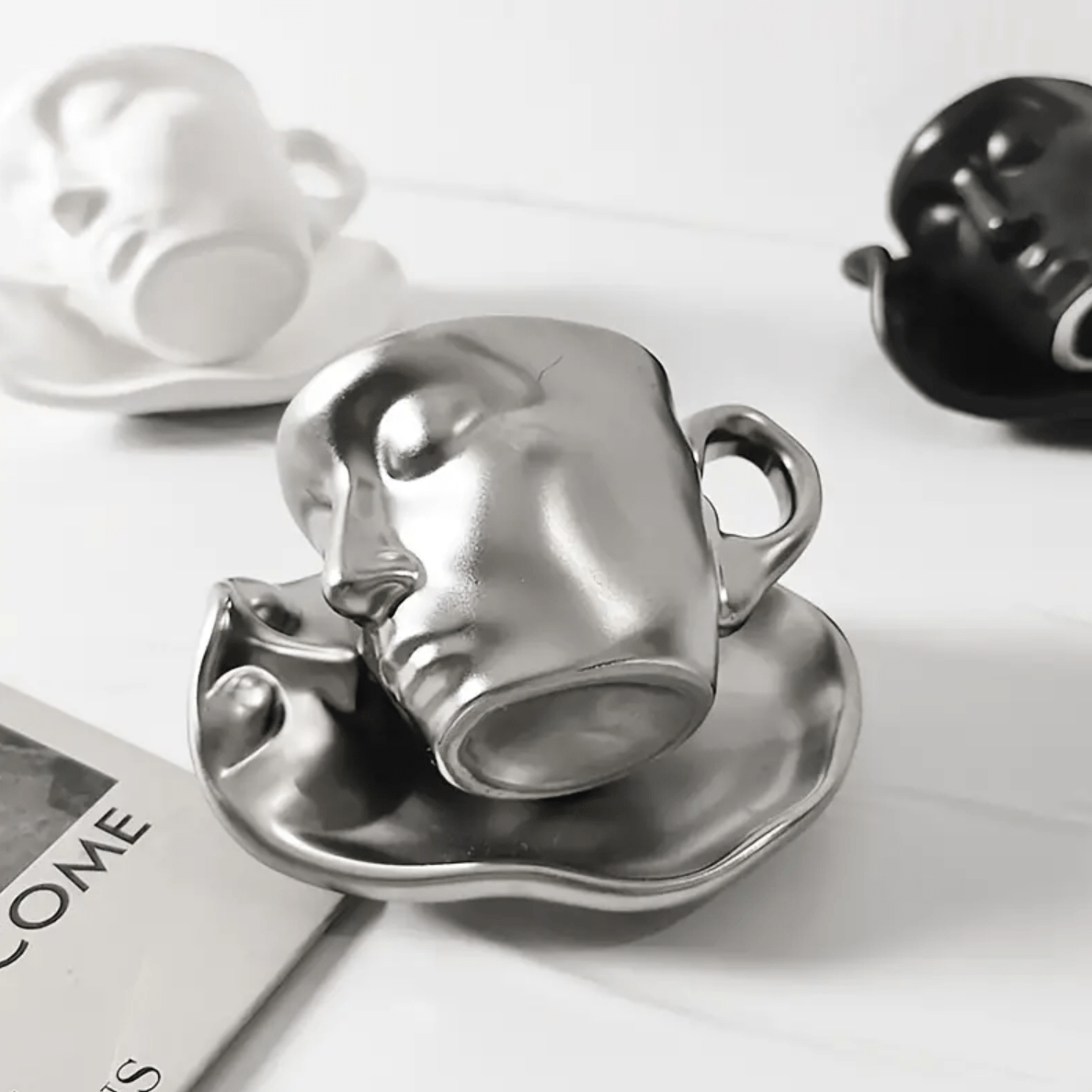 EternalLove Ceramic Kissing Cup & Saucer Set – Romantic Coffee Moments for Two - All Around Casa