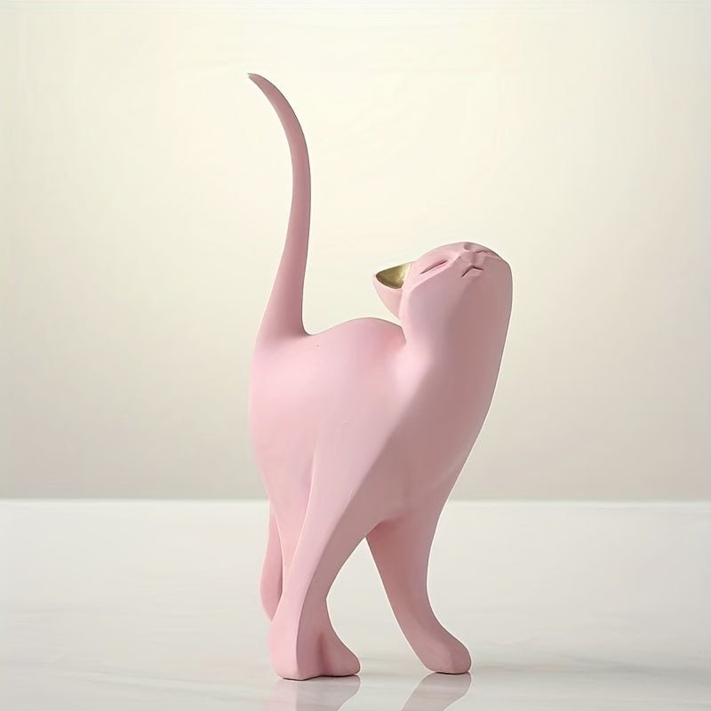 FelineAura Elegant Cat Sculpture – Handcrafted Nordic Accent for Modern Interiors - All Around Casa