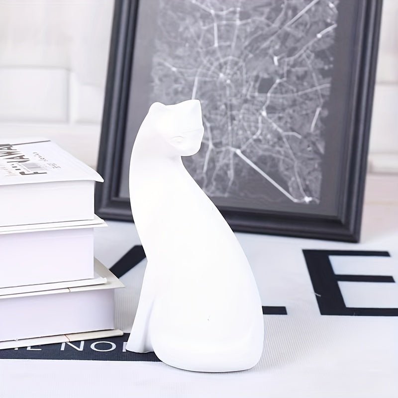 FelineAura Elegant Cat Sculpture – Handcrafted Nordic Accent for Modern Interiors - All Around Casa