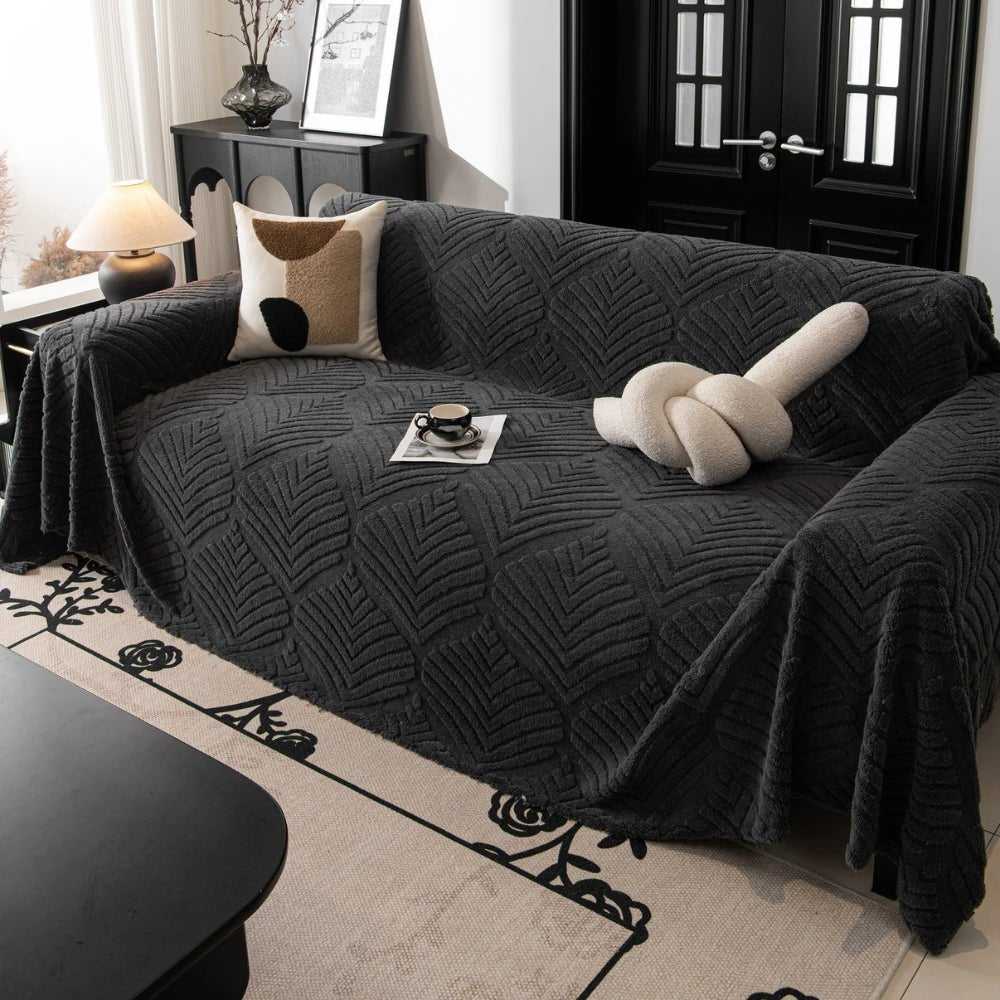 Fleura Herringbone Sofa Cover – Cozy Fleece Elegance for a Refined Living Space - All Around Casa