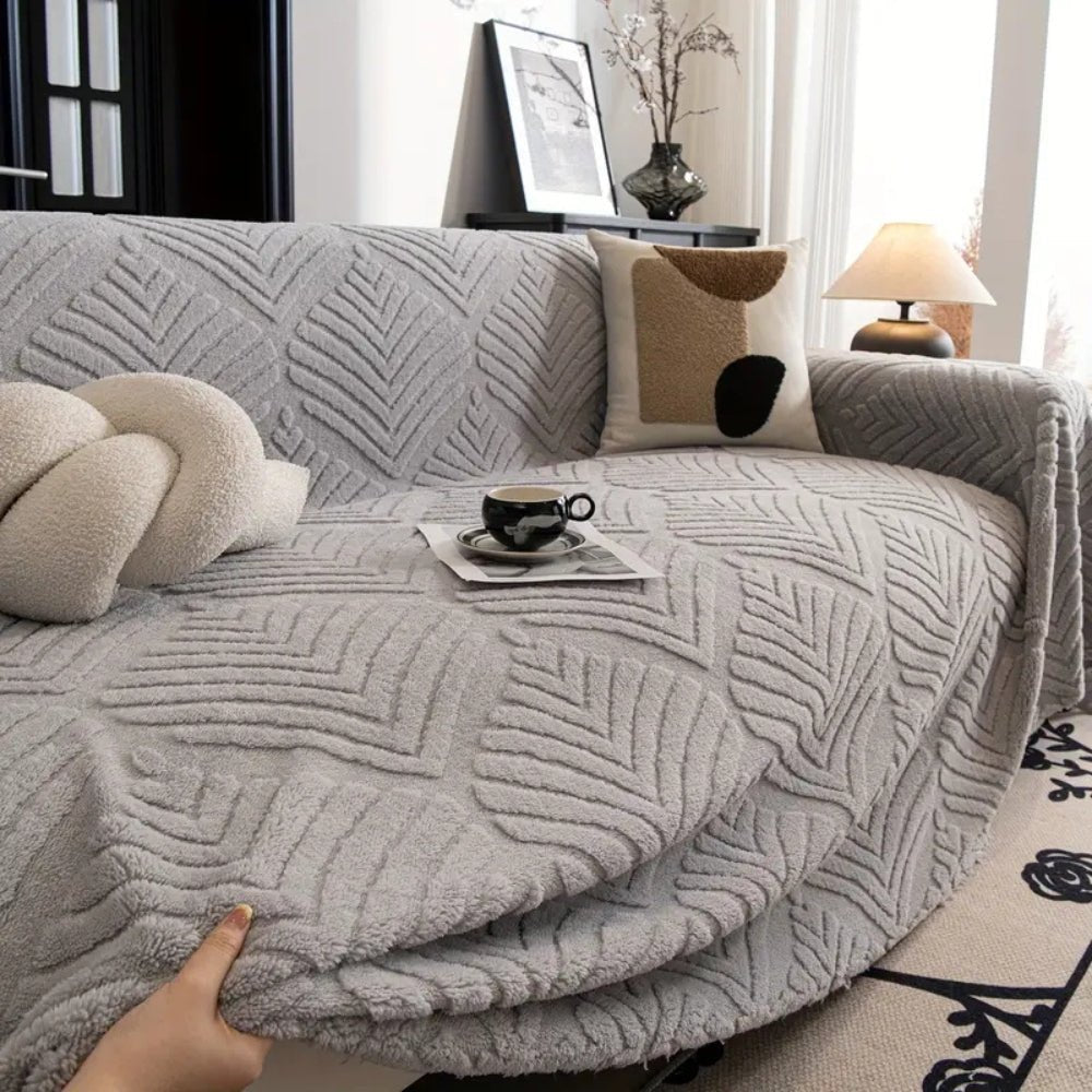 Fleura Herringbone Sofa Cover – Cozy Fleece Elegance for a Refined Living Space - All Around Casa