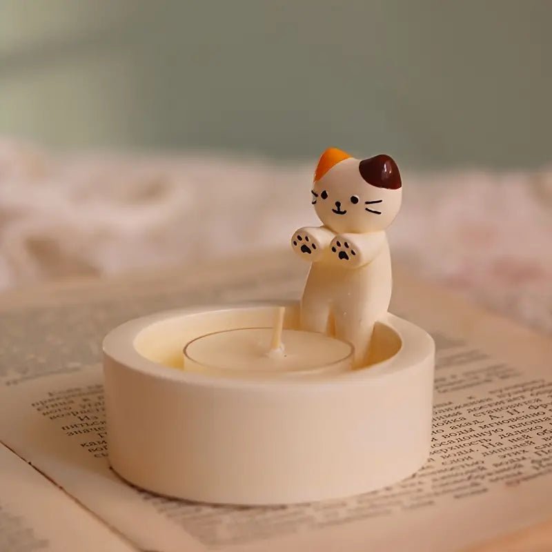 KittyGlow Cat Candle Holder – Handmade Feline Charm for a Cozy Ambience - All Around Casa