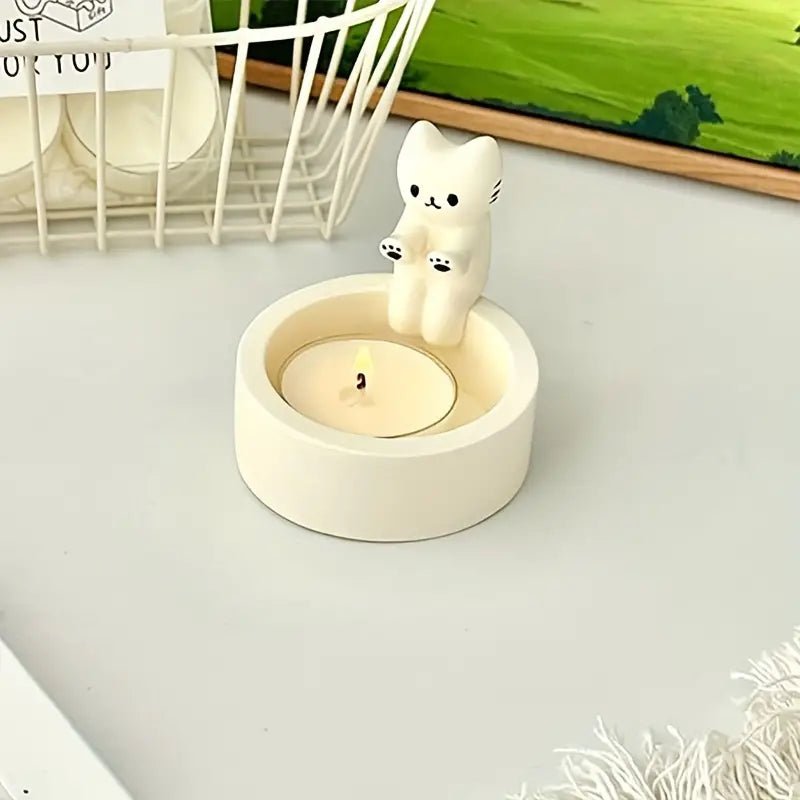 KittyGlow Cat Candle Holder – Handmade Feline Charm for a Cozy Ambience - All Around Casa