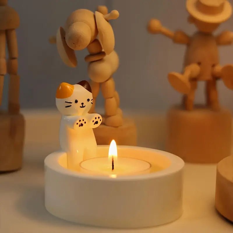 KittyGlow Cat Candle Holder – Handmade Feline Charm for a Cozy Ambience - All Around Casa