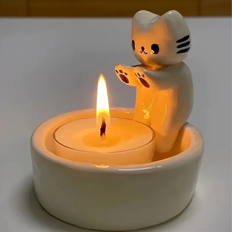 KittyGlow Cat Candle Holder – Handmade Feline Charm for a Cozy Ambience - All Around Casa