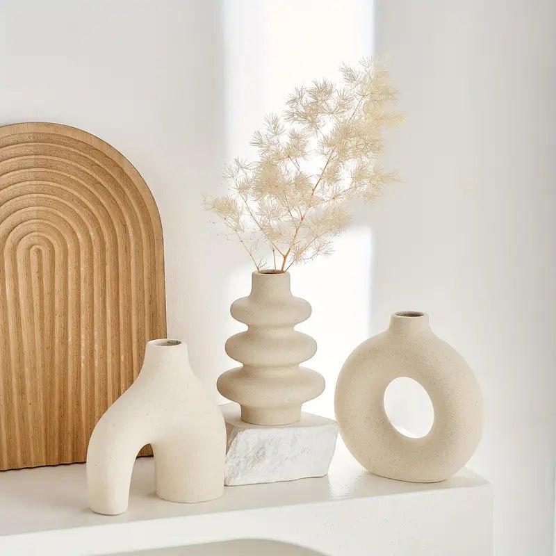 Luna Boho Ceramic Vase Trio – Minimalist Decor for Serene & Stylish Interiors - All Around Casa
