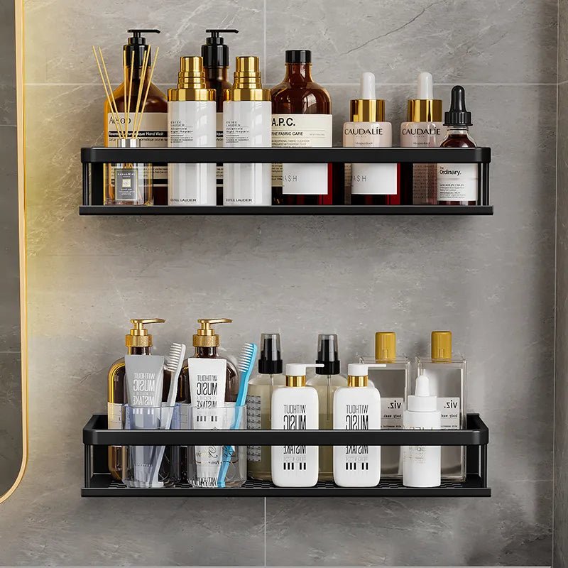 NoirForma – Elegant Black Shower Shelf for a Sleek, Space - Saving Bathroom - All Around Casa