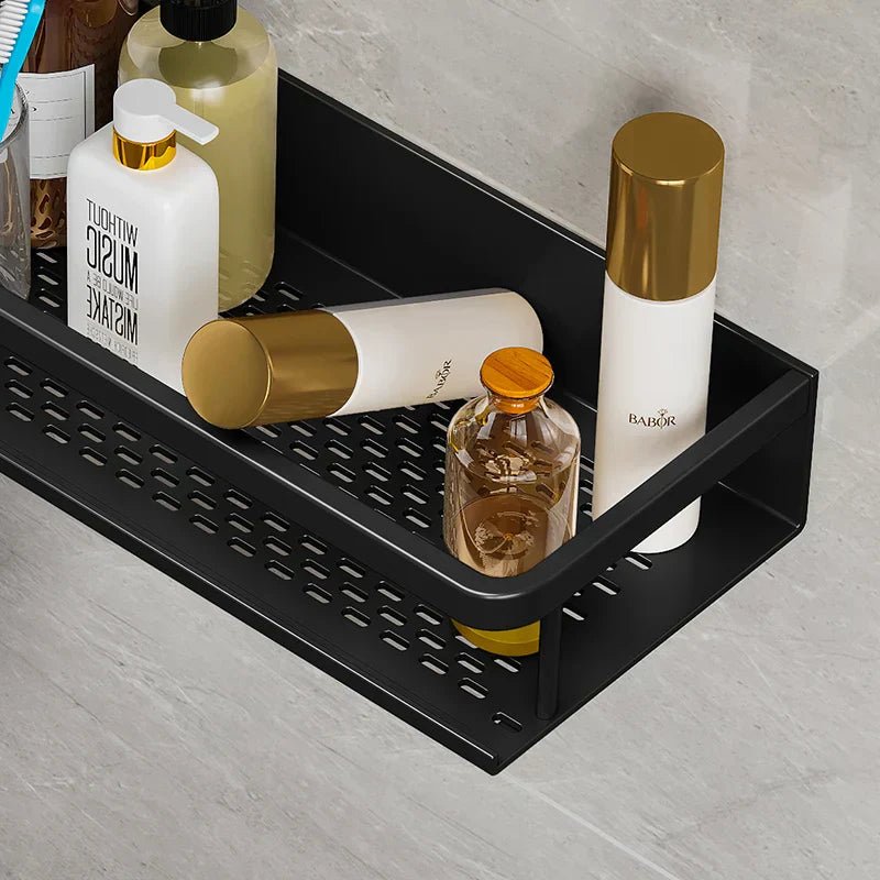 NoirForma – Elegant Black Shower Shelf for a Sleek, Space - Saving Bathroom - All Around Casa