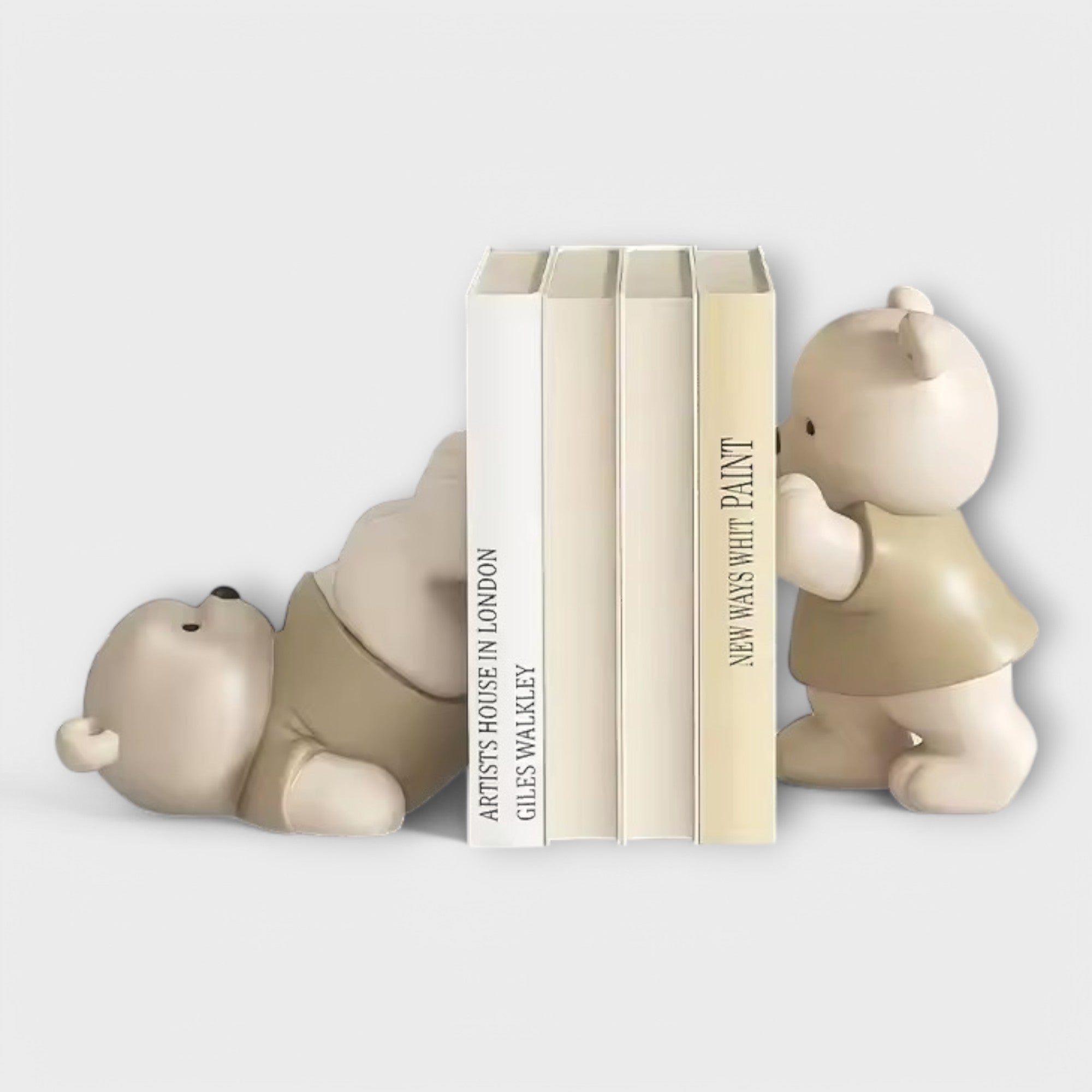 Orin Bear Bookends – Handcrafted Matte Sculptures for Playful & Sturdy Book Support - All Around Casa