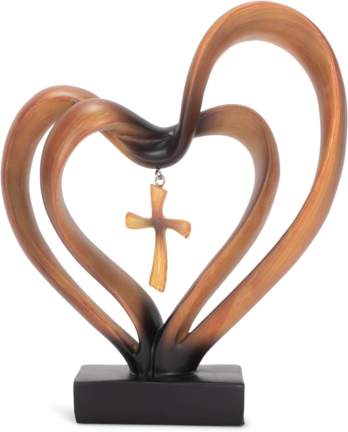 Sacred Harmony – Elegant Heart & Cross Tabletop Accent for Timeless Love - All Around Casa
