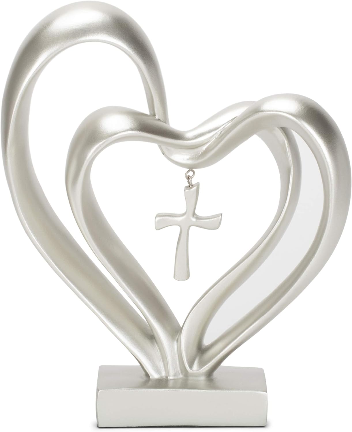 Sacred Harmony – Elegant Heart & Cross Tabletop Accent for Timeless Love - All Around Casa