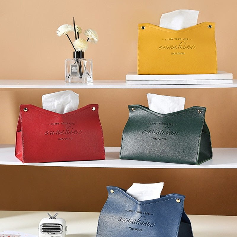 SereneHaven Chic Tissue Holder – Elegant Leather Accent for Modern Living - All Around Casa