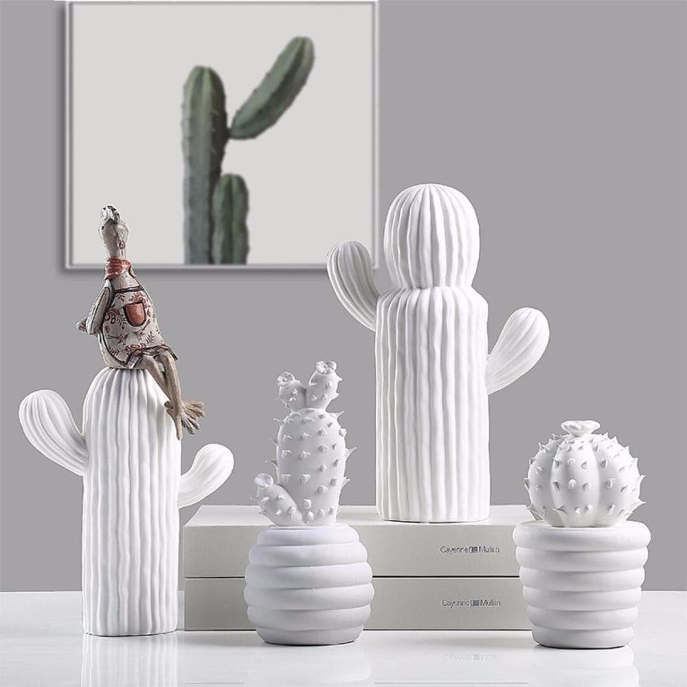 SerenityBloom Elegant Porcelain Cactus Sculptures for a Modern Zen Interior - All Around Casa