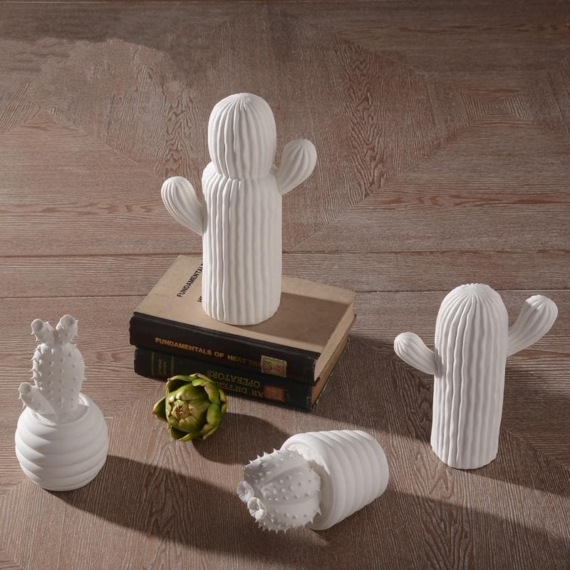 SerenityBloom Elegant Porcelain Cactus Sculptures for a Modern Zen Interior - All Around Casa