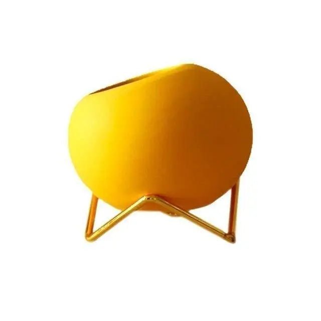 TerraLuxe Elegant Ceramic Planter with Sleek Metal Stand for Modern Interiors - All Around Casa