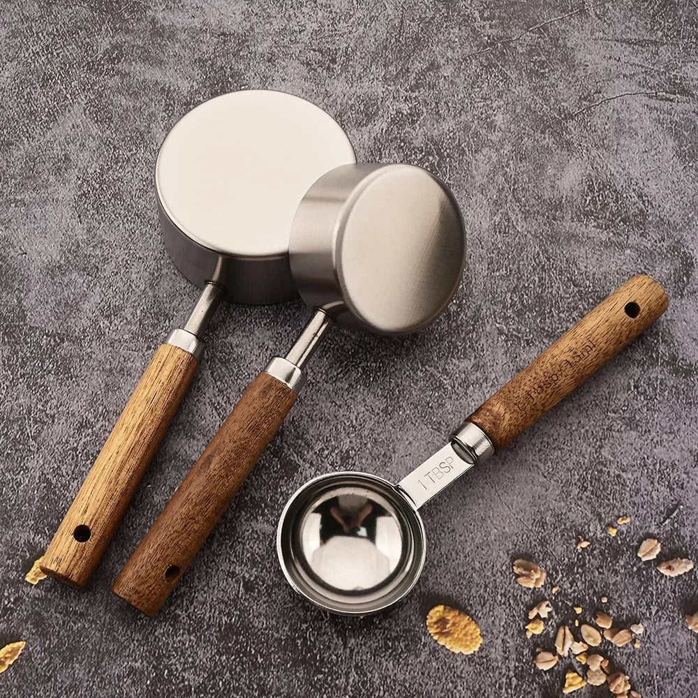 TimberCraft Luxe Measuring Cup Set with Stainless Precision - All Around Casa