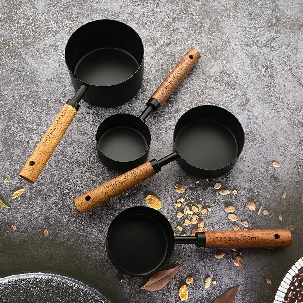 TimberCraft Luxe Measuring Cup Set with Stainless Precision - All Around Casa